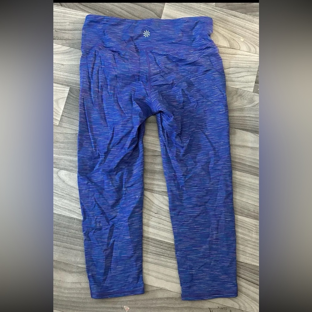 Athleta Chaturanga Capri Small S Blue Space dye Pant Crop Legging Tight - Picture 2 of 4